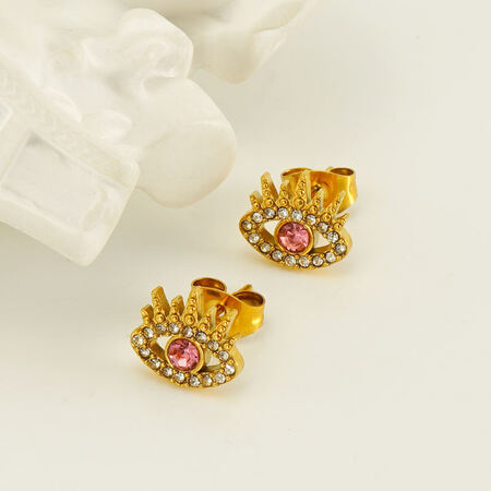 Orecchini piercing in acciaio inossidabile impermeabile color oro con occhio del diavolo 2