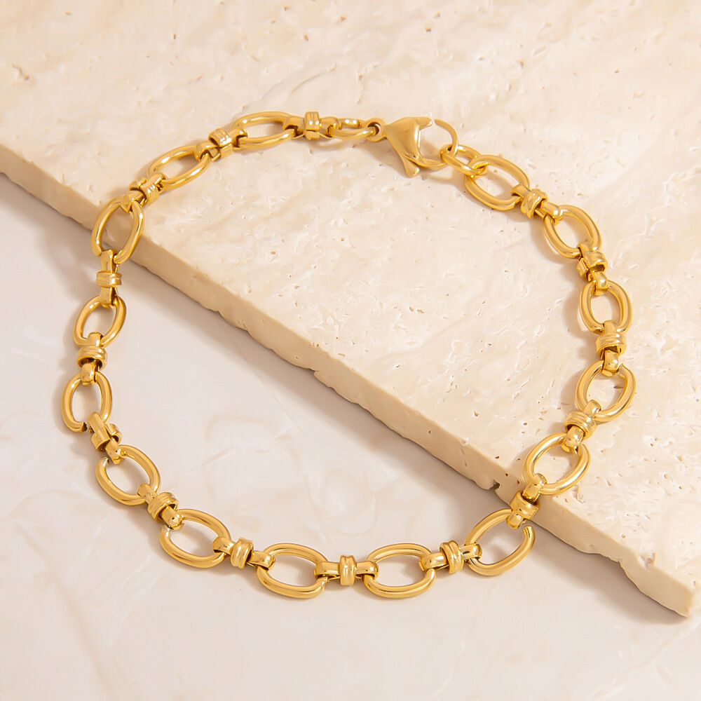 Simple Series Daily Geometric Goldfarbene Edelstahl Wasserdichte Damen-Kettenarmbänder 2
