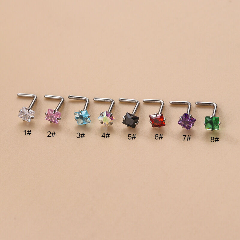 1 pezzo semplice serie semplice geometrico acciaio inossidabile impermeabile senza placcatura materiale zircone perno nasale da donna h5Immagine5