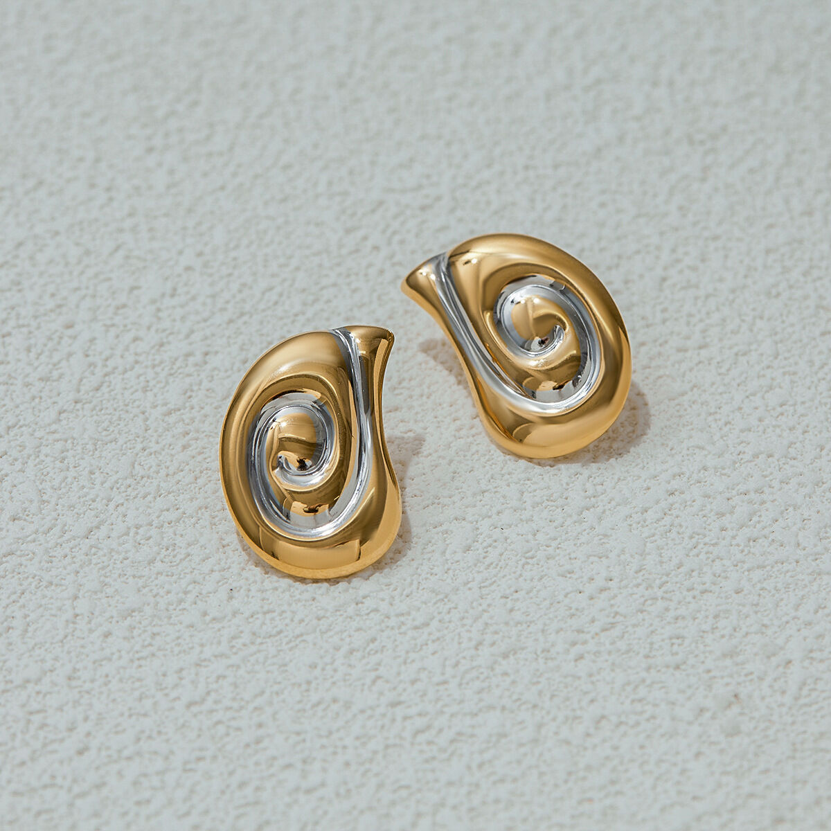 Spiral Stainless Steel Waterproof MIxed Color Stud Earrings 2