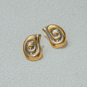 Spiral Stainless Steel Waterproof MIxed Color Stud Earrings h5 Picture3