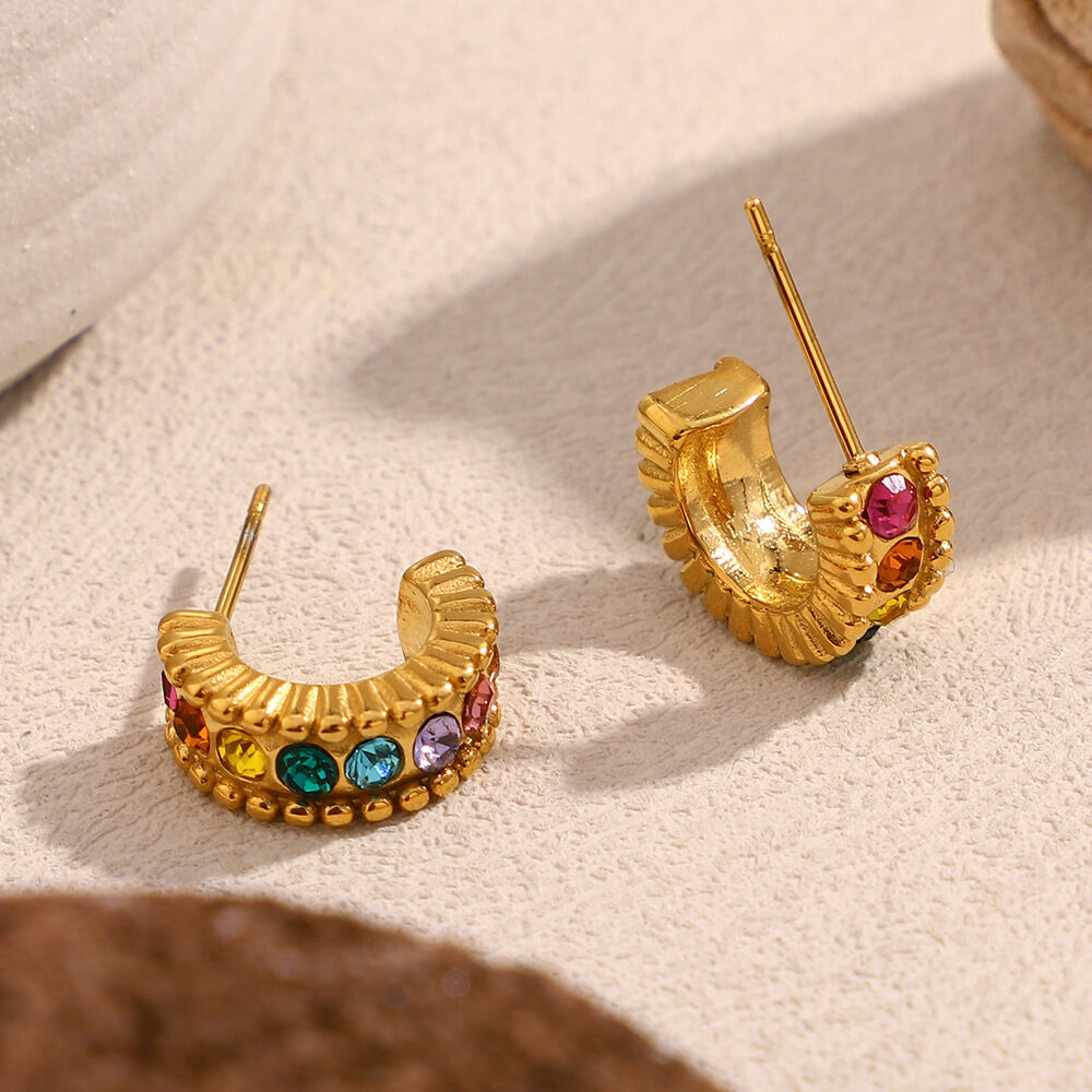 1 Piece Luxurious Series Elegant Solid Color Stainless Steel Waterproof Women's Stud Earrings Picture4