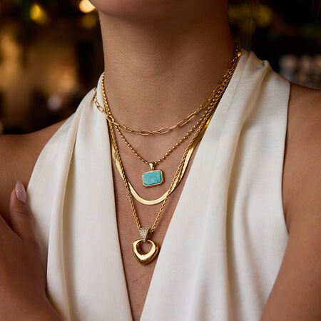 Retro Heart Stainless Steel Waterproof Gold Color Pendant Necklaces 2
