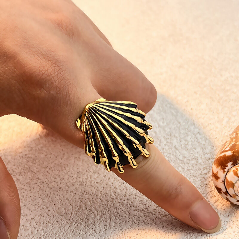 Shell Stainless Steel Waterproof Statement Ring h5Picture3