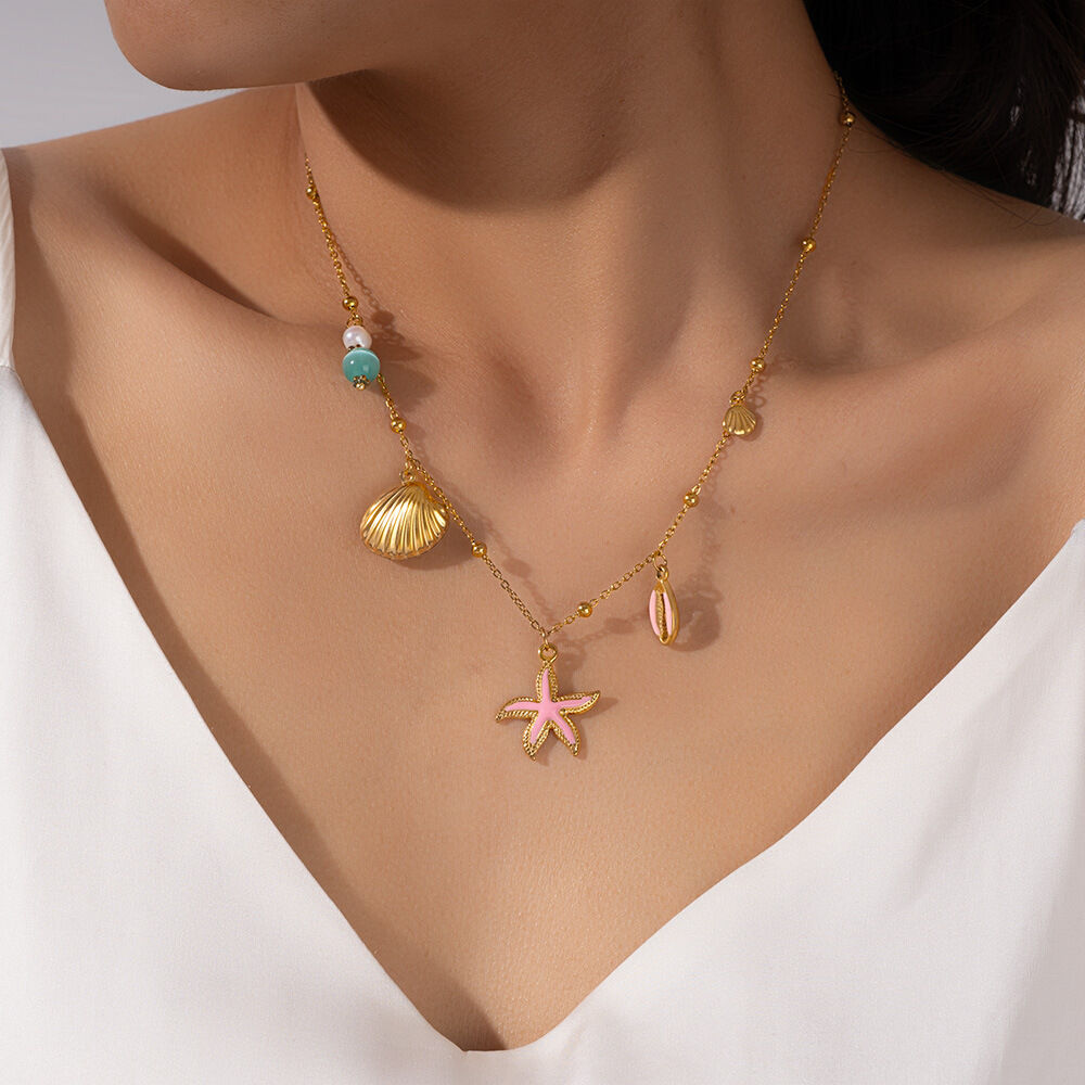 Classic Starfish Colorful Gold Color Women's Pendant Necklaces Picture5
