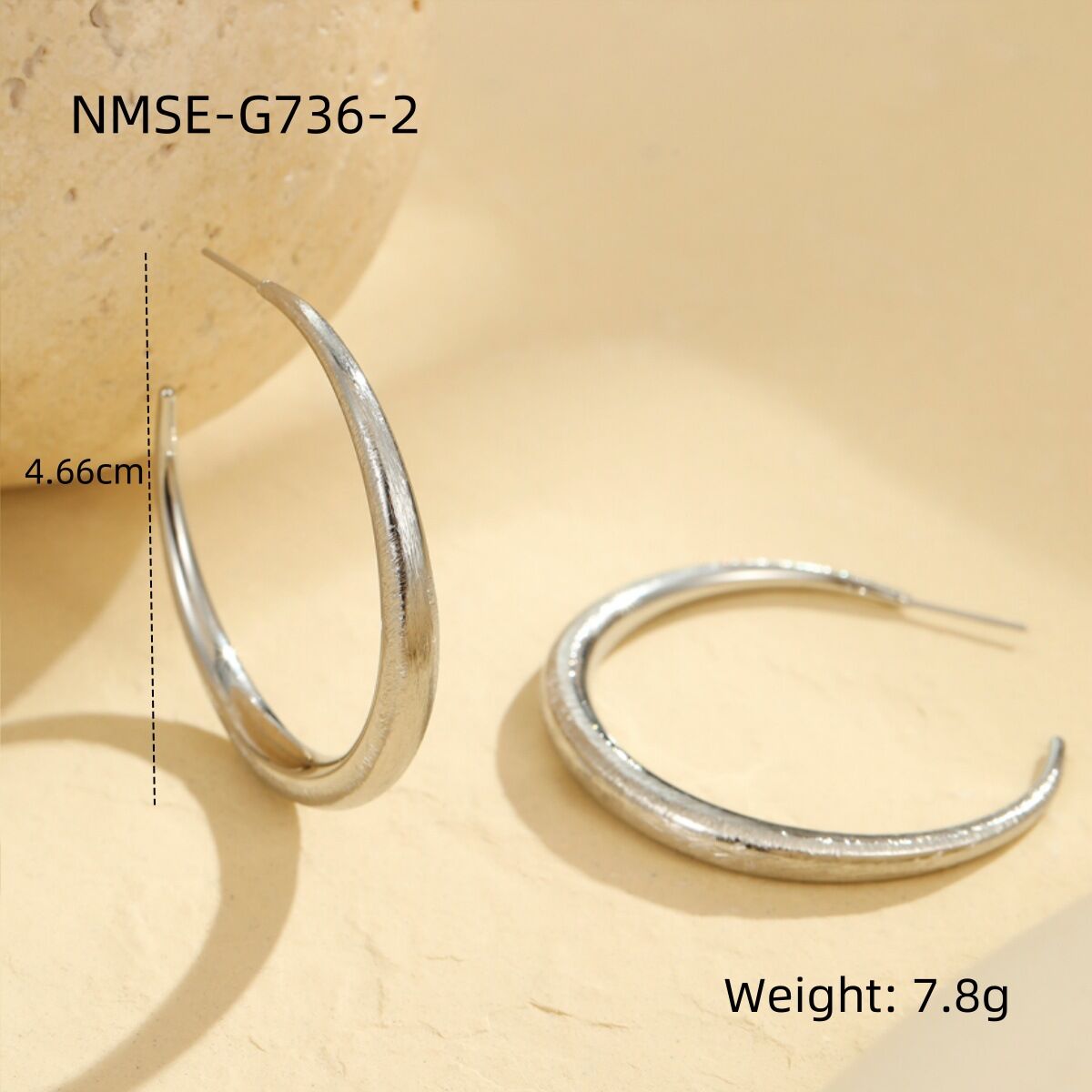 NMSE-G736-2 Orecchini grandi color acciaio Immagine12
