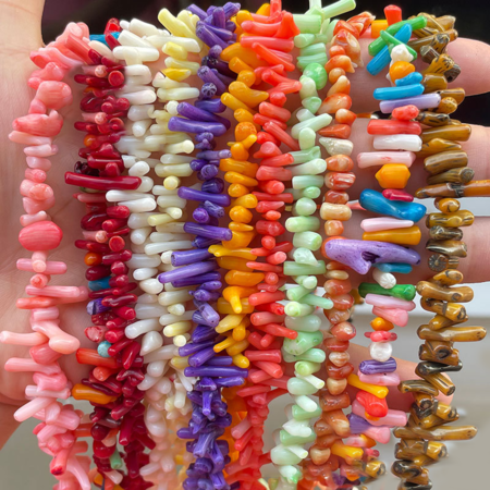 1 String Colored Natural Coral Jewelry Beads(Size:9Mm-20Mm)
