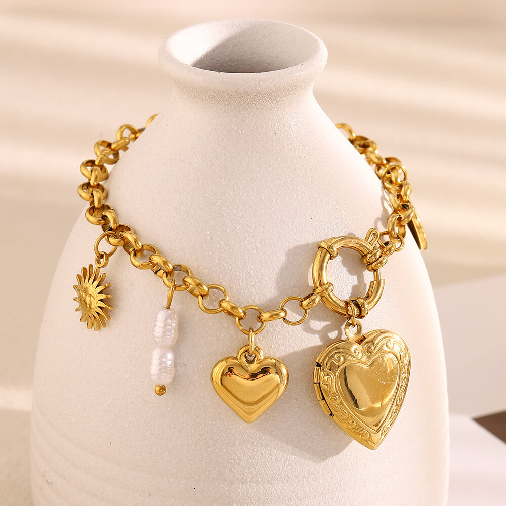 1 Stück Klassisches Daily Heart Edelstahl Wasserdichtes Damen-Charm-Armband