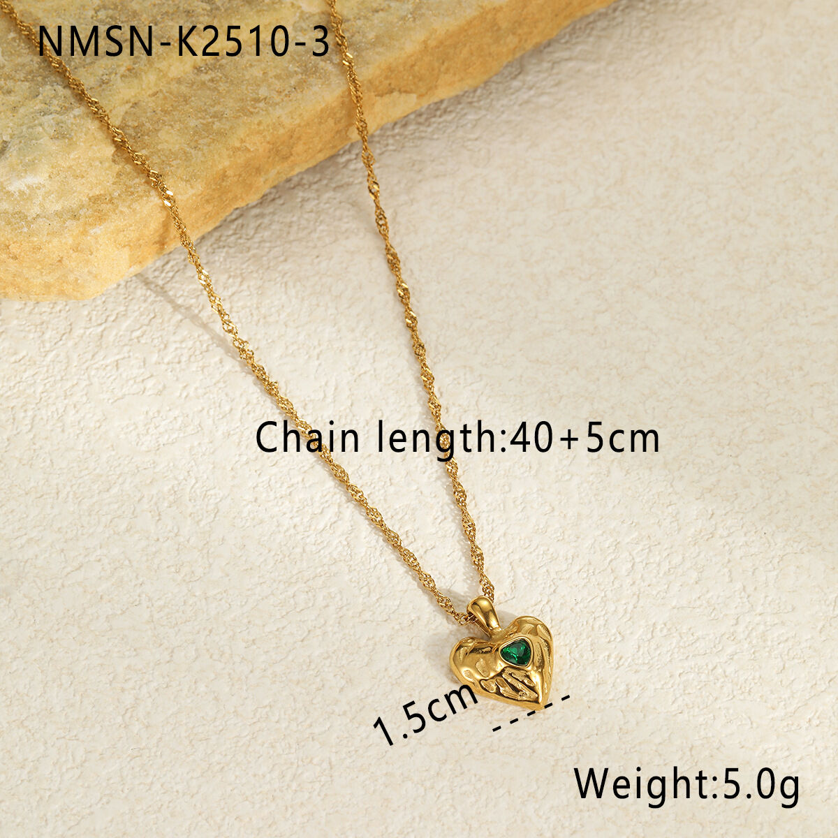 NMSN-K2510-3 Collana con diamanti verdi Love Immagine3