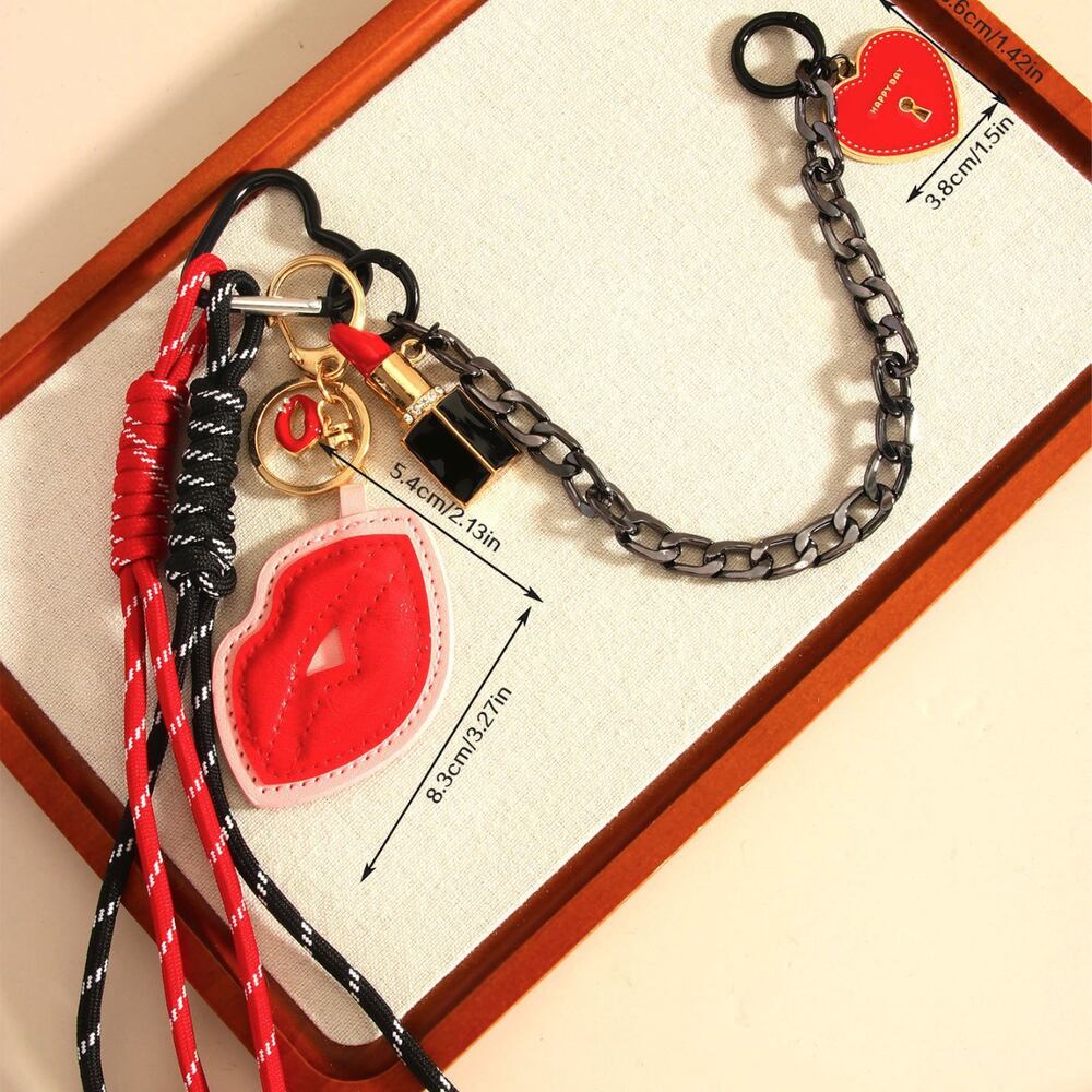 Heart - shaped Lip - designed Chain PU Women's Bag Charms Picture5