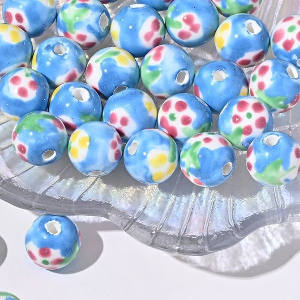 1 Piece Blue Series Ceramics DIY Jewelry Bead Picture4