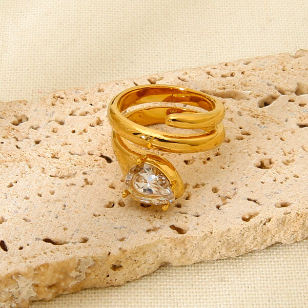 Simple Drop Shaped Stainless Steel Waterproof Women's Rings Picture3