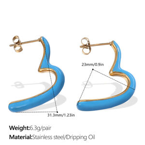 Heart Stainless Steel Waterproof Stud Earrings h5