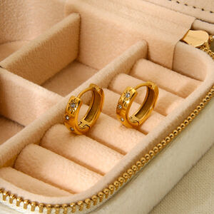 Simple Series Daily Geometric Stainless Steel Waterproof Gold Color Earrings h5 Picture4