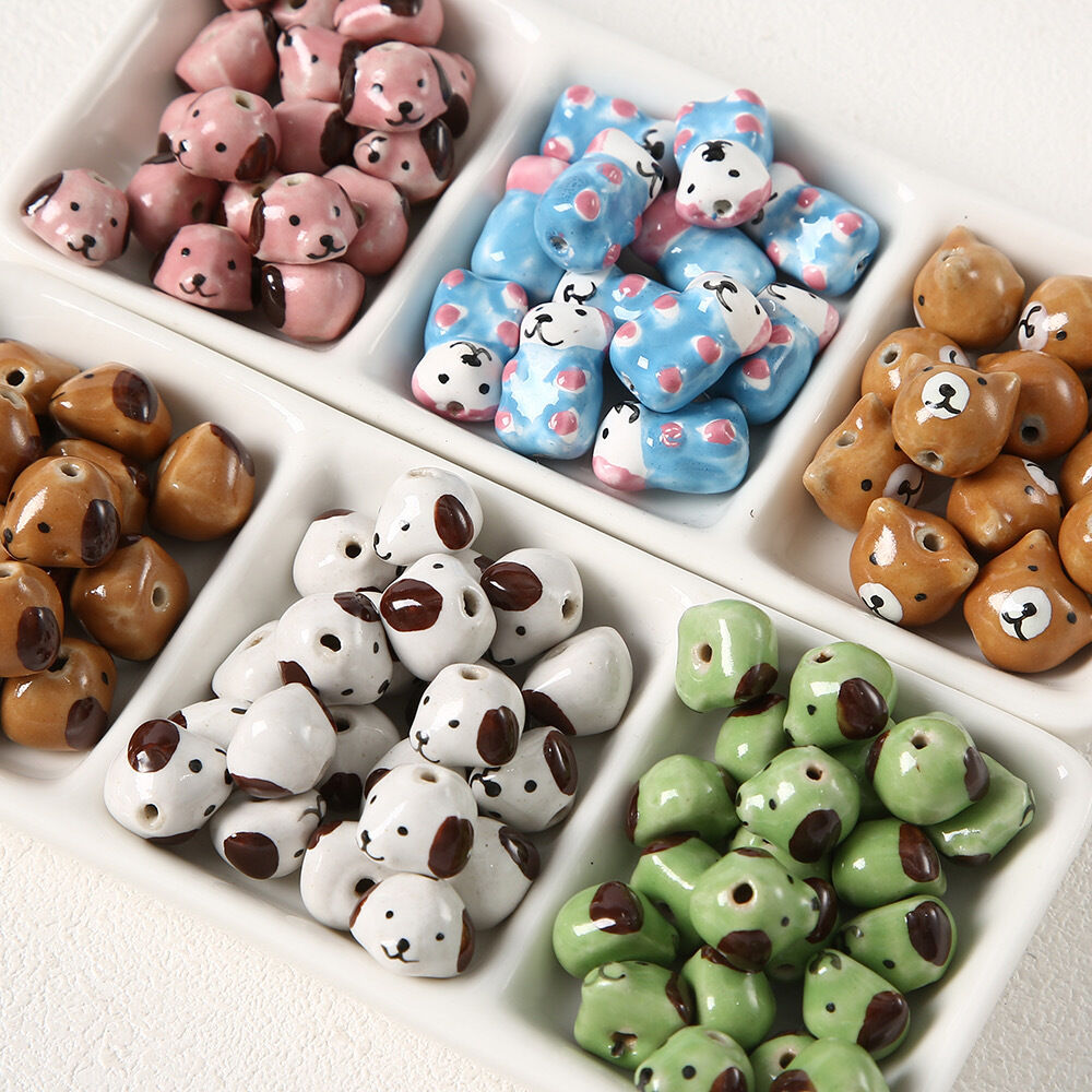 1 Piece Cute Dog Ceramics DIY Jewelry Bead 2