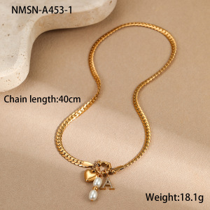 1 Pair Simple Series Simple Heart Stainless Steel Waterproof   Gold Color  Women's Pendant Necklaces h5 Picture2