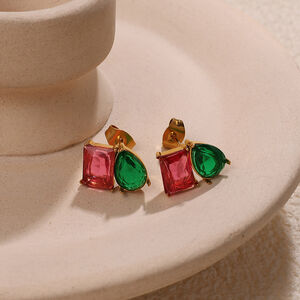 Stainless Steel Waterproof Gold Color Stud Earrings h5 Picture4
