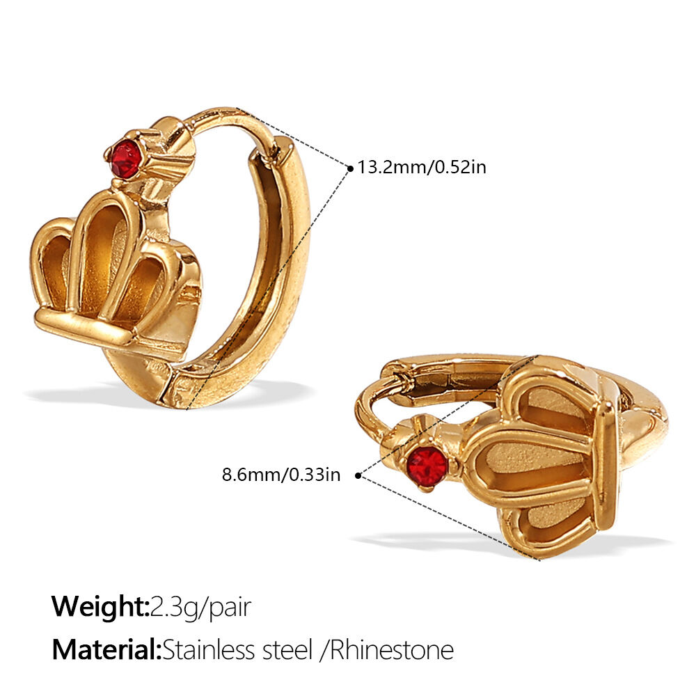 Eh1055Rdg Red Diamond Gold Small Earrings Picture4
