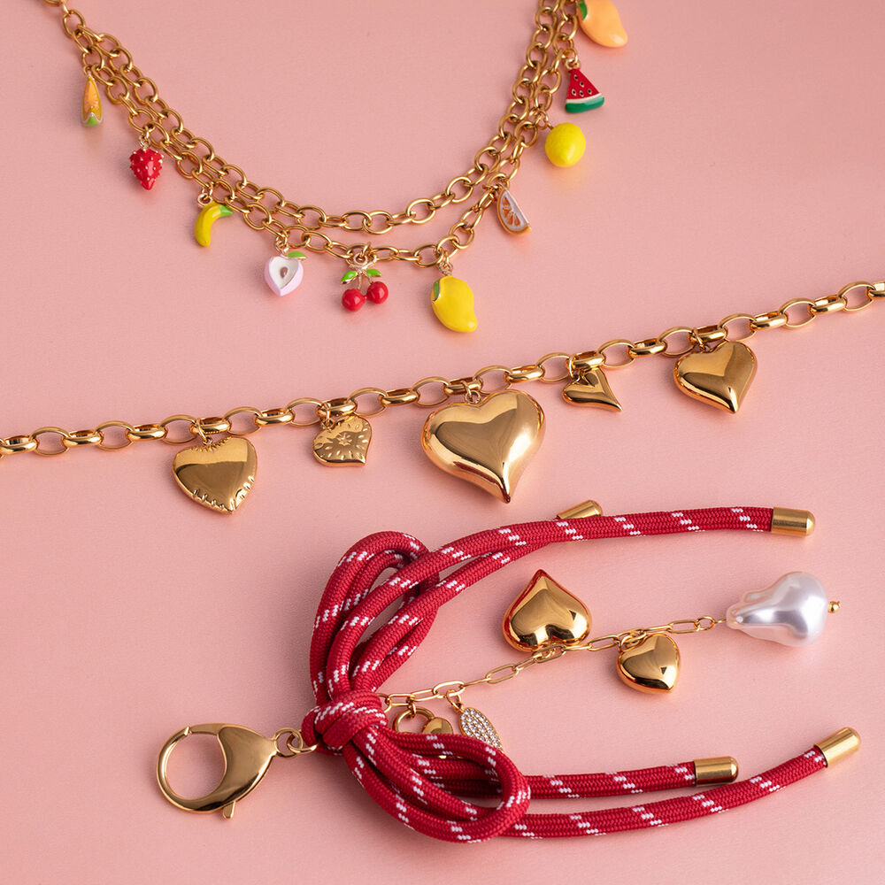 Ciondoli per borse a forma di cuore in acciaio inossidabile color oro h5Immagine6