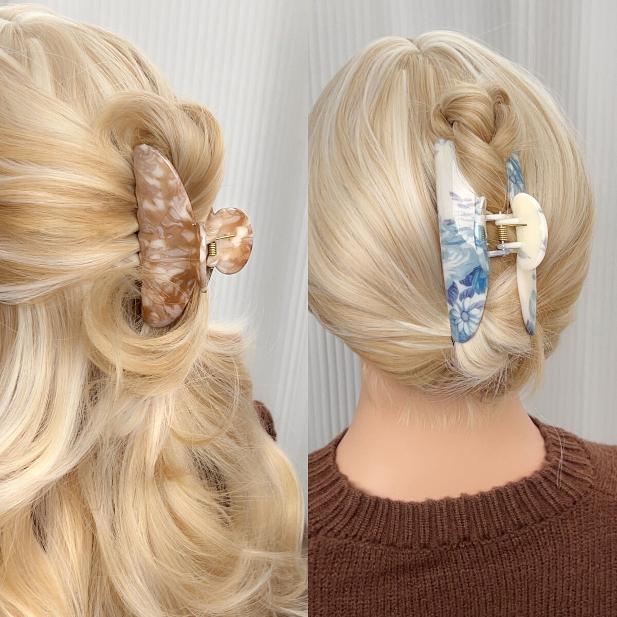 Semplici ed eleganti fermagli per capelli in resina con swoosh da donna 2