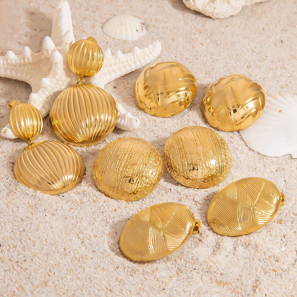 Stainless Steel Waterproof Gold Color Stud Earrings