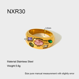 Luxe serie retro geometrische waterdichte statement ringen van roestvrij staal h5