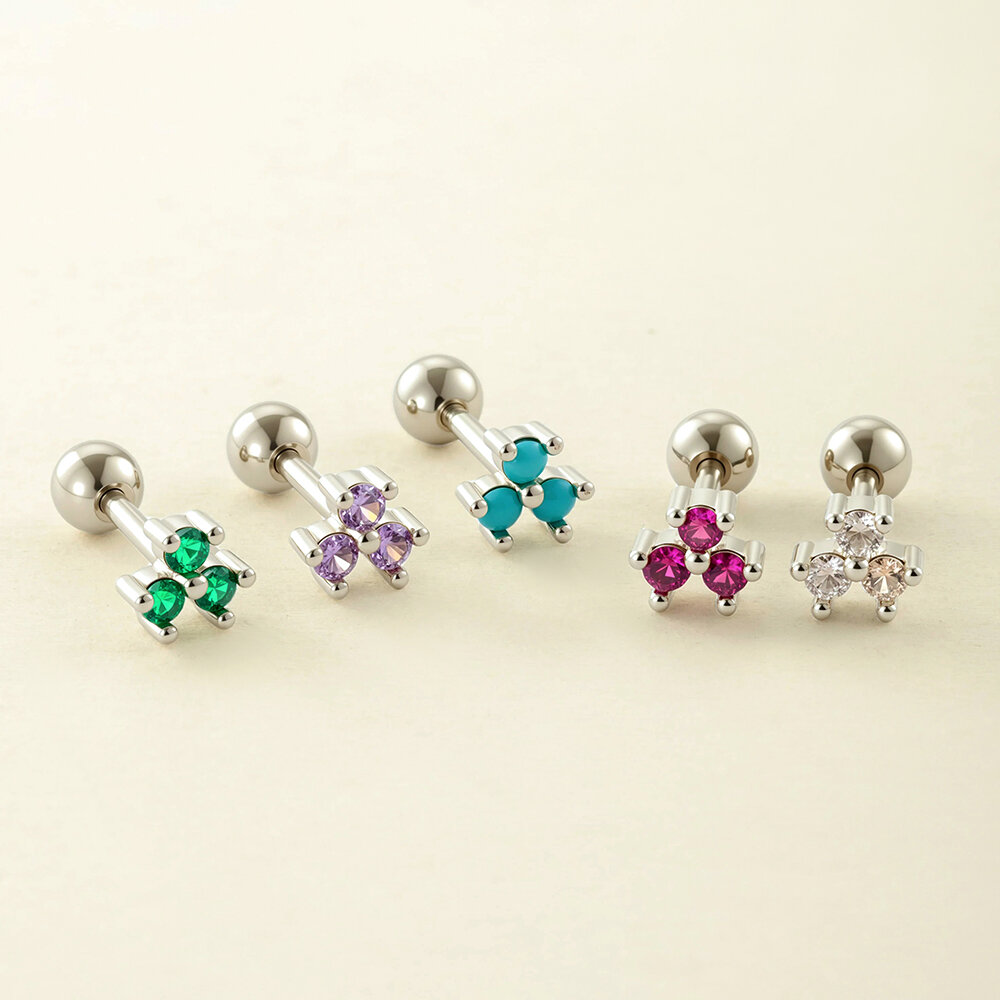 1 pezzo semplice serie semplice geometrica color rame oro zircone orecchini da donna piercing 2