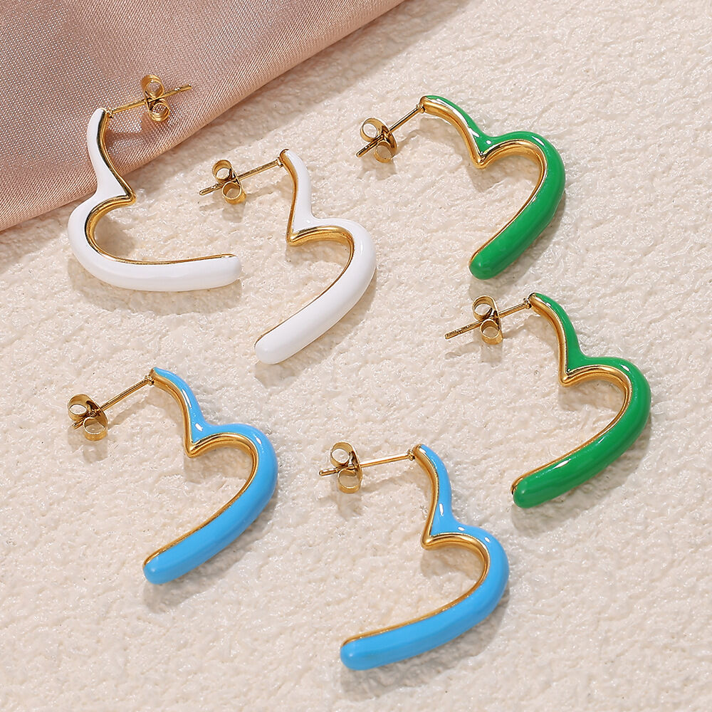Heart Stainless Steel Waterproof Stud Earrings