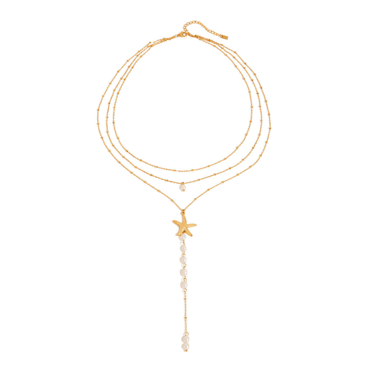 style starfish stainless steel gold color layered necklace
