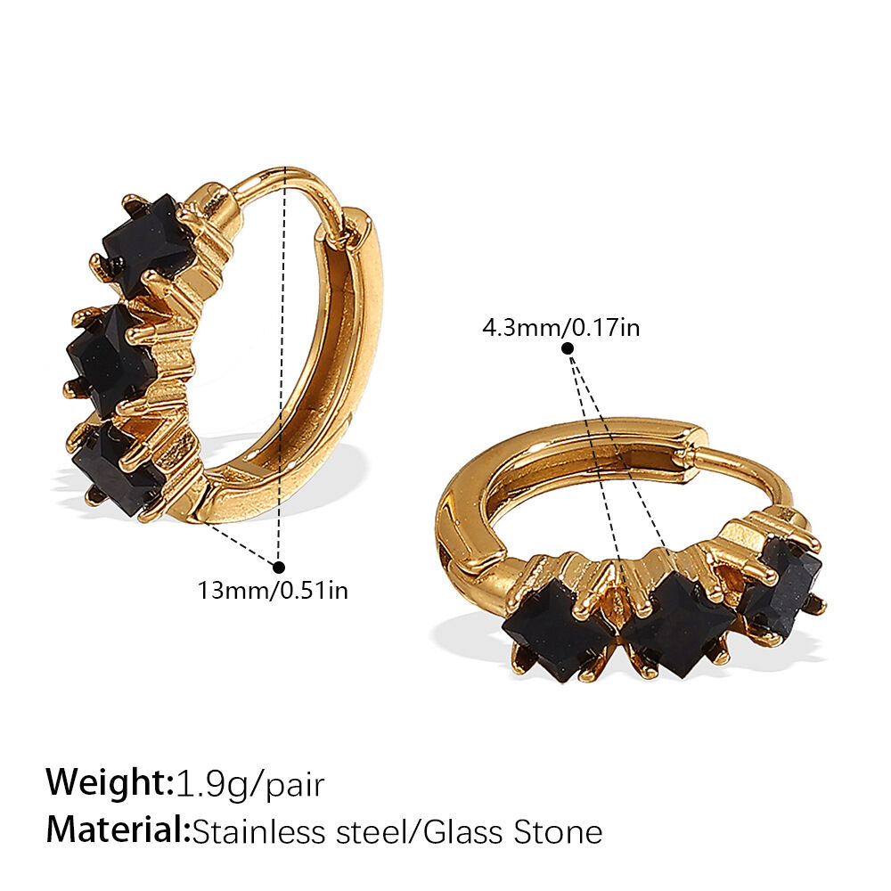Eh1077Bkg Black Stone Gold Small Earrings Picture7