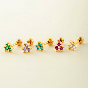 1 Stück Simple Series Einfache geometrische Kupfer Gold Farbe Zirkon Damen Piercings Ohrringe h5 Bild7