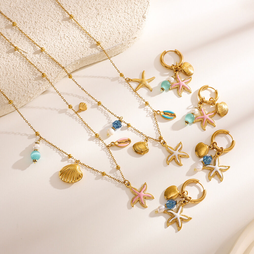 Classic Starfish Colorful Gold Color Women's Pendant Necklaces Picture3