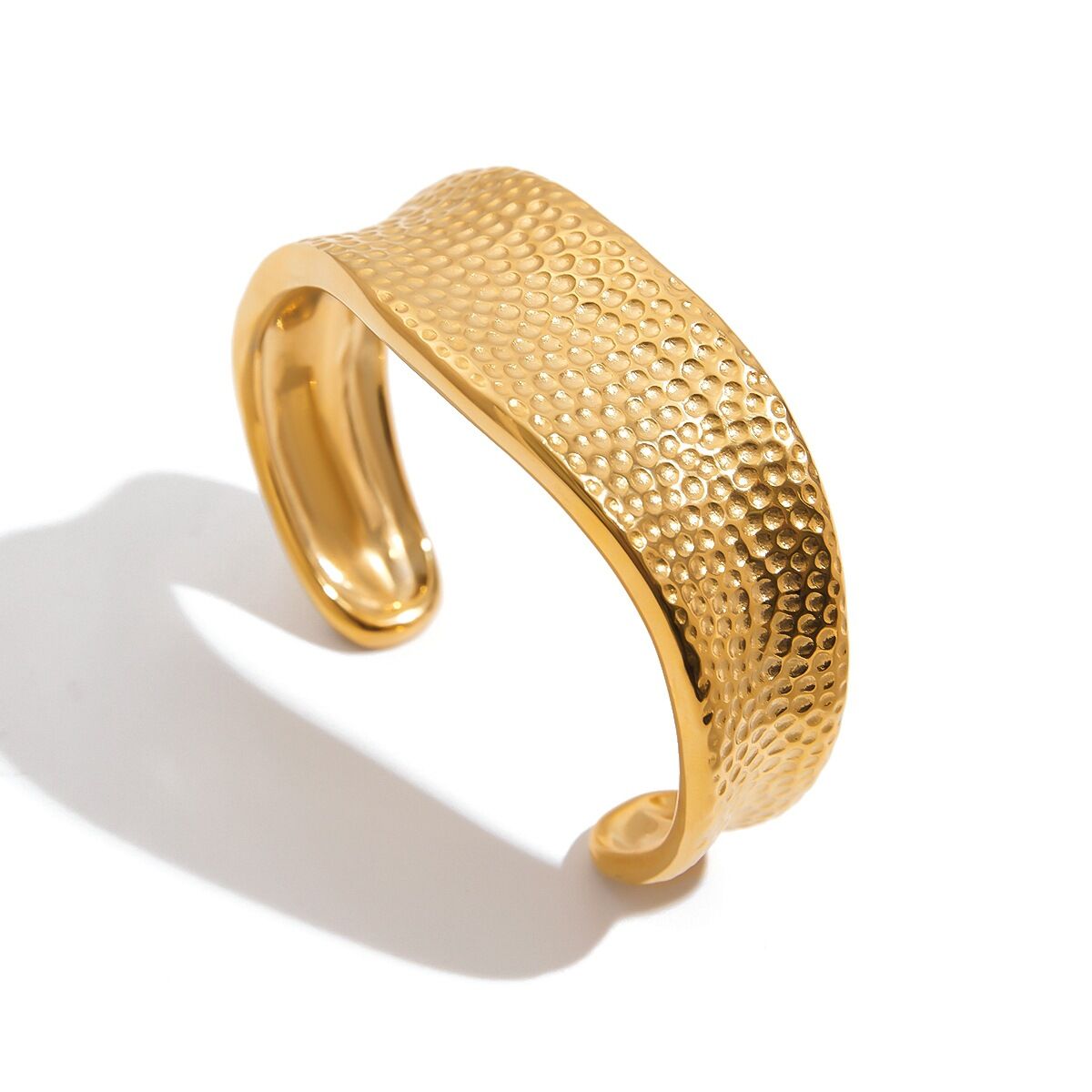 Simple Stainless Steel Waterproof Gold Color Cuff Bracelets