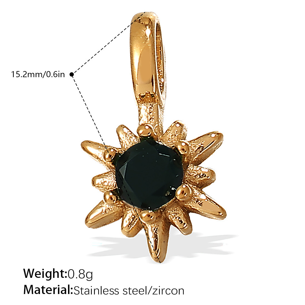 Stainless Steel Waterproof Gold Color Zircon Pendants h5Picture2