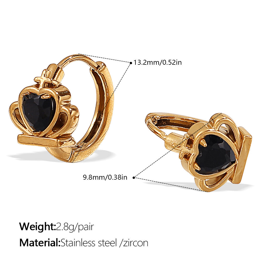 Eh1056Bkg Black Zirconium Gold Small Earrings Picture5