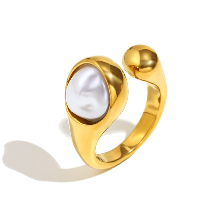 1 Piece Luxurious Series Simple Geometric Stainless Steel Waterproof Statement Rings