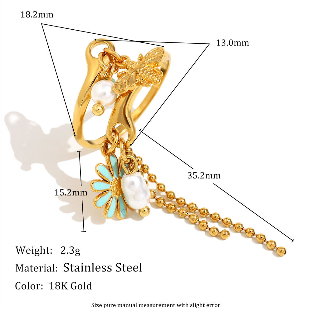 Luxurious Series Daily Flower Stainless Steel Waterproof Statement Rings h5 Picture2