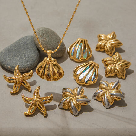 style stainless steel gold color shell earring sets 2