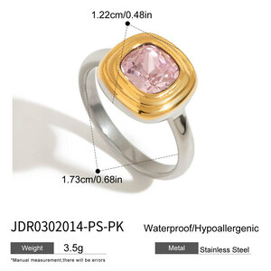 Simple Stainless Steel Waterproof Gold Color Gemstone Rings h5