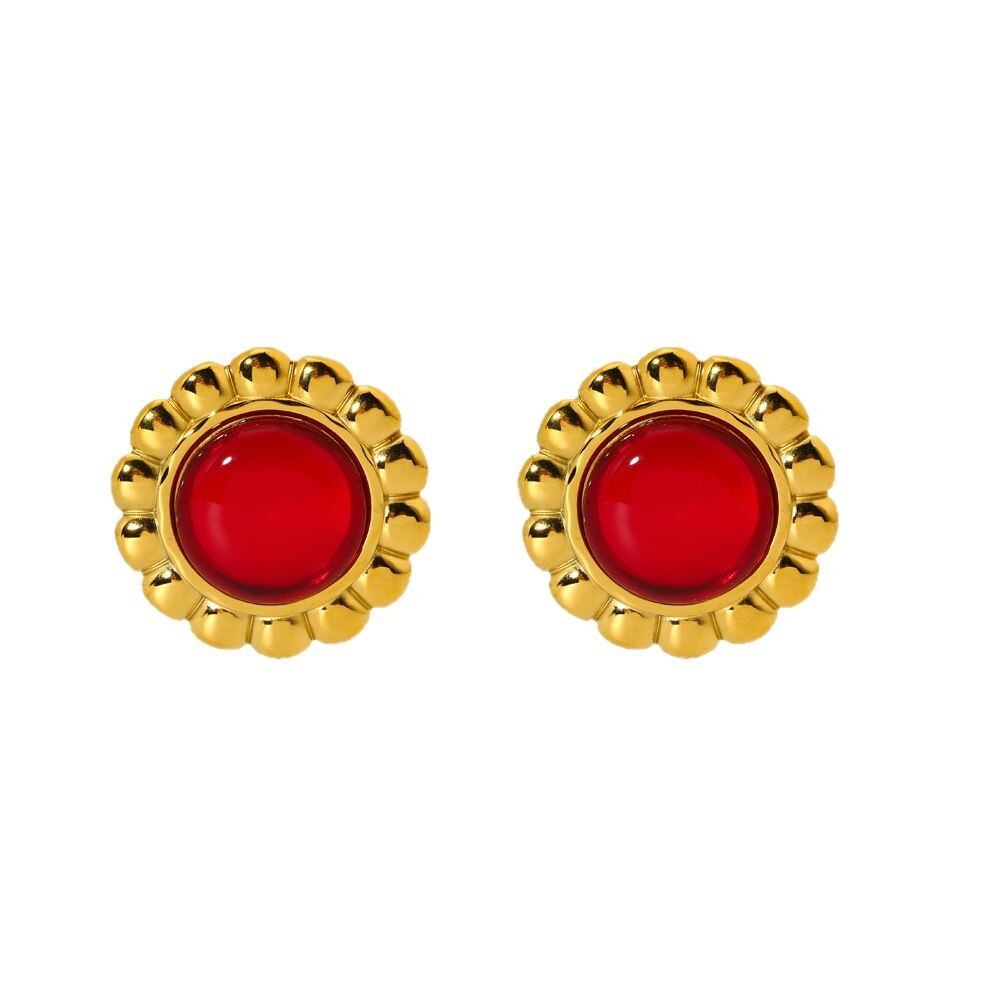 High End Retro Red And Green Elliptical Women's Stud Earrings Picture5