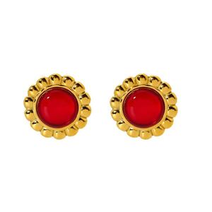 High End Retro Red And Green Elliptical Women's Stud Earrings h5 Picture5