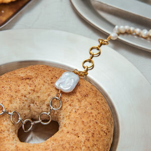 Retro ketting van roestvrij staal, waterdicht, goudkleurig, met parelhanger h5 Afbeelding6