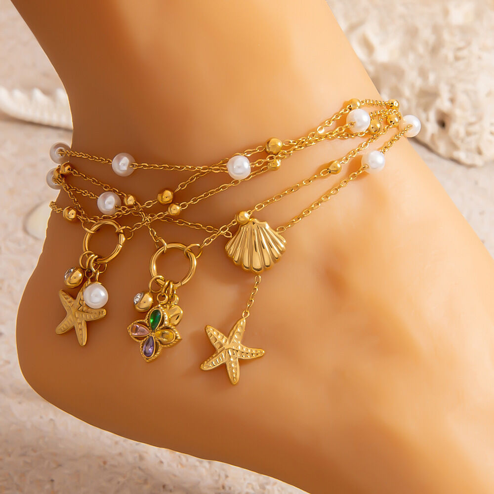 Light Luxury Starfish Pendant Stainless Steel Waterproof Women's Anklet