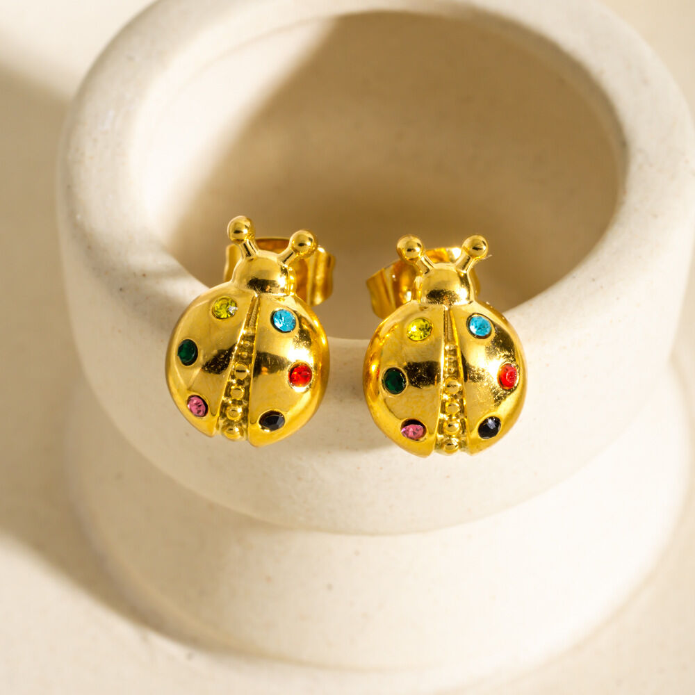 Cute Stylish Stainless Steel Waterproof Ladybug Women's Earrings