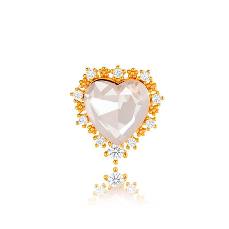 1 Adet Basit Seri Basit Kalp Bakır Altın Rengi Zirkonyum Kadın Piercing Küpe 