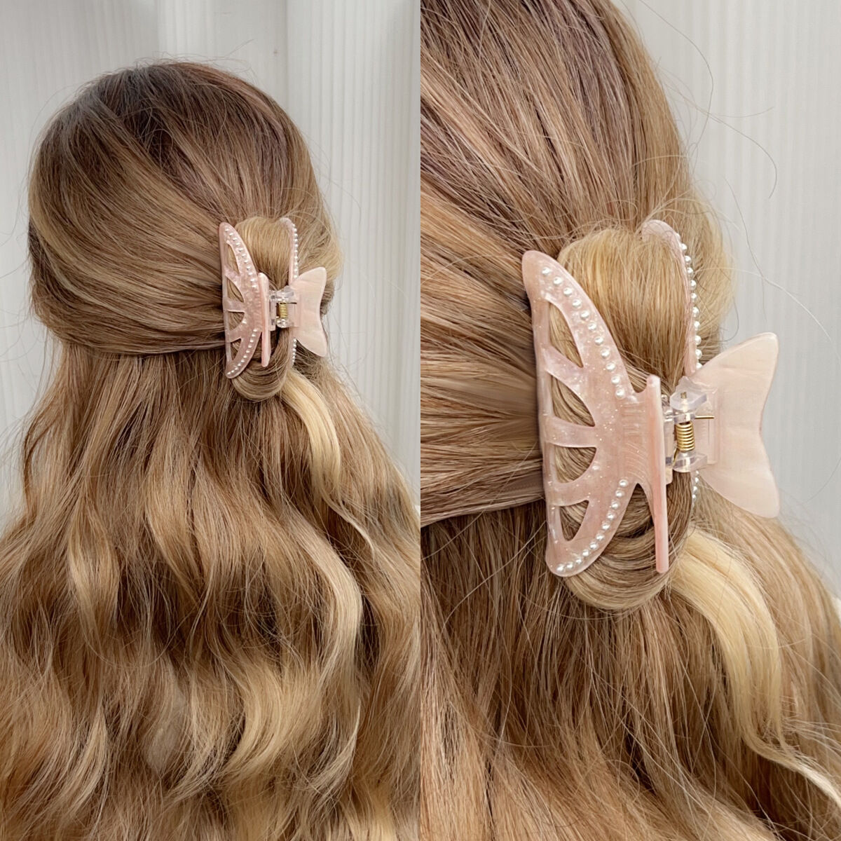Fermagli per capelli da donna in acrilico tinta unita, casual, della serie Simple 2