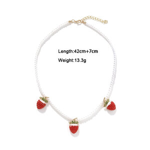 Cute Alloy Strawberry Pendant Necklaces h5