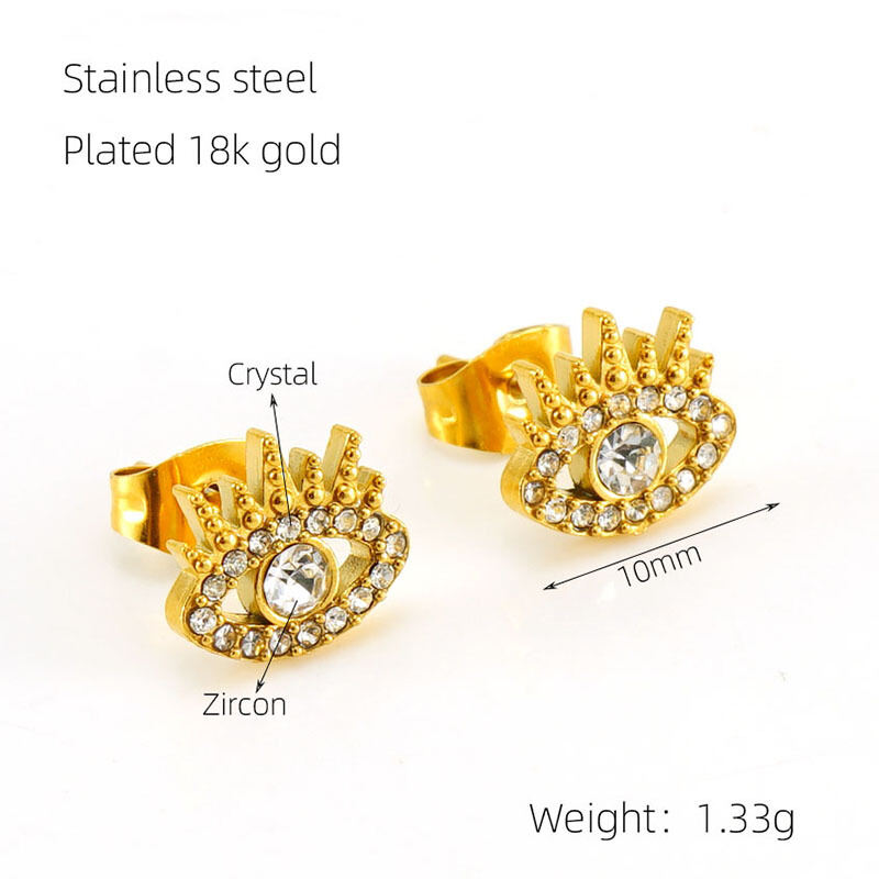 Devil's Eye Stainless Steel Waterproof Gold Color Piercings Earrings Picture2