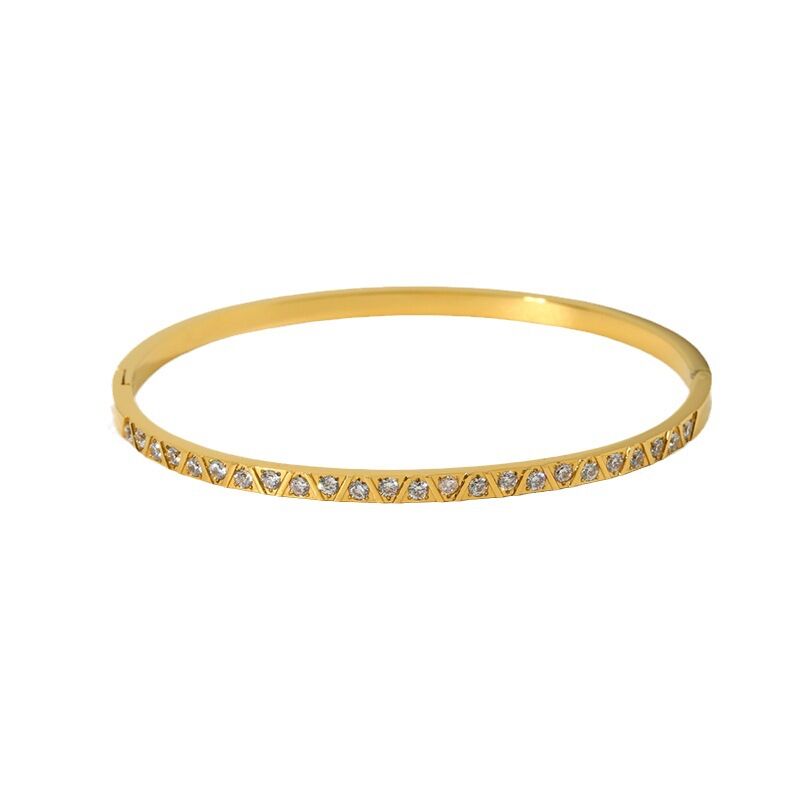 Simple Series Daily Geometric Gold Color Stainless Steel Waterproof Women’s Bangles h5 Picture5