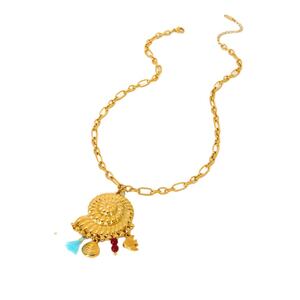 Fashion Ocean Collection Big Conch Gold Color Stainless Steel Waterproof Women's Necklace h5 Picture5